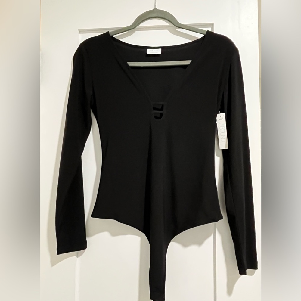 Black snap body suit